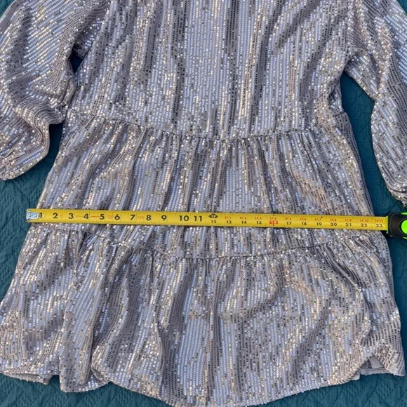 Maeve Shimmering Silver Pink Sequin Dress Anthropologie - Picture 8 of 8